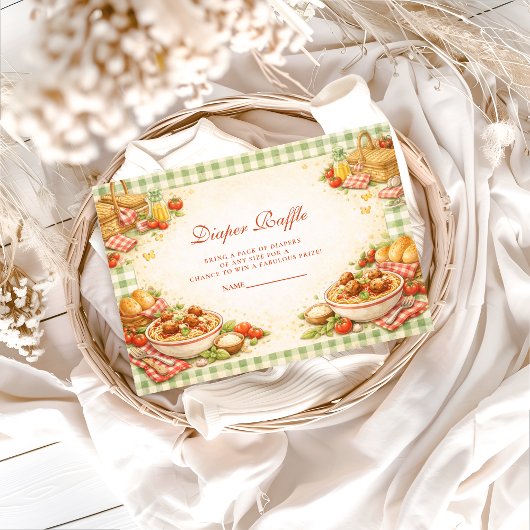 Picnic Green Gingham Little Meatbal Diapper Raffle Informatiekaartje
