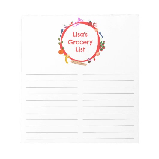 Picnic Illustration CUSTOM Grocery Shopping List Notitieblok (Voorkant)