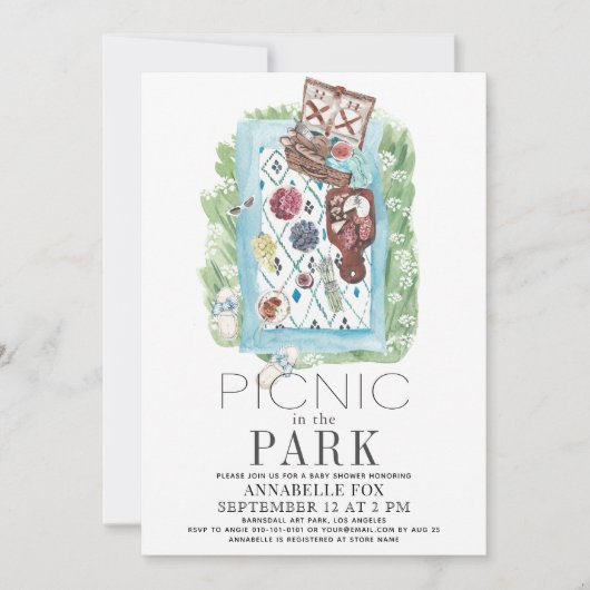 Picnic in het Baby shower van de Waterverf Park Kaart (Voorkant)