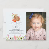 Picnic in het Park Basket 1e verjaardag Foto Kaart (Voorkant)