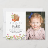Picnic in het Park Basket 1e verjaardag Foto Uitno Kaart (Voorkant)