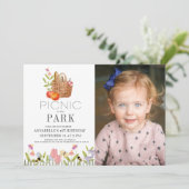 Picnic in het Park Basket 1e verjaardag Foto Uitno Kaart (Staand voorkant)