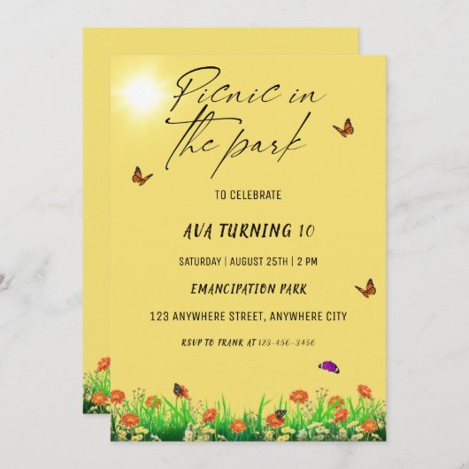 Picnic in het Park Birthday Party Kaart (Voorkant / Achterkant)