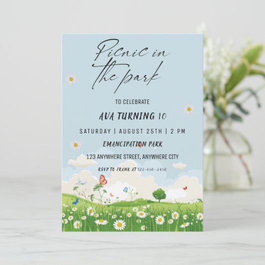 Picnic in het Park Birthday Party Kaart (Staand voorkant)