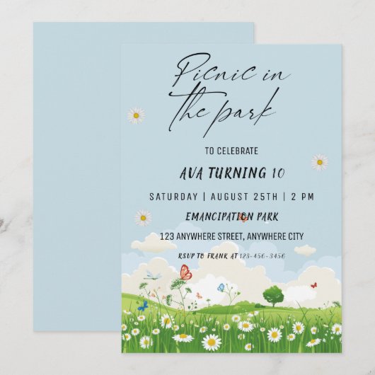 Picnic in het Park Birthday Party Kaart (Voorkant / Achterkant)