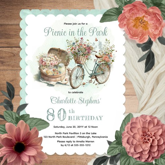 Picnic in het Park Floral 80e verjaardag Kaart