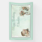 Picnic in het Park Floral Adult Birthday Party Spandoek (Verticaal)