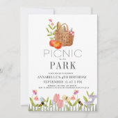 Picnic in het park Floral Birthday Invitati Kaart (Voorkant)