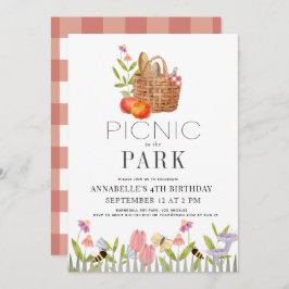 Picnic in het park Floral Birthday Invitati Kaart