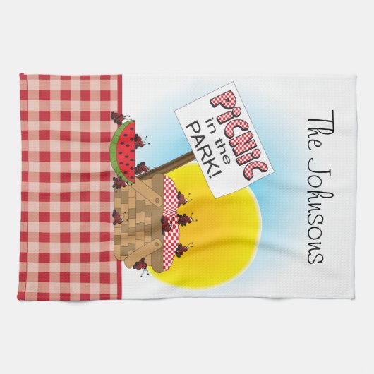 Picnic in het park | Gepersonaliseerd Theedoek (Horizontaal)