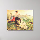 Picnic in Normandië door Juan Luna. Canvas Afdruk (Voorkant)