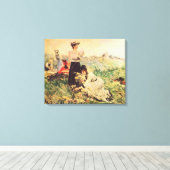 Picnic in Normandië door Juan Luna. Canvas Afdruk (Insitu (Houten vloer))