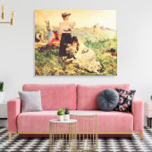 Picnic in Normandië door Juan Luna. Canvas Afdruk (Insitu (Woonkamer))