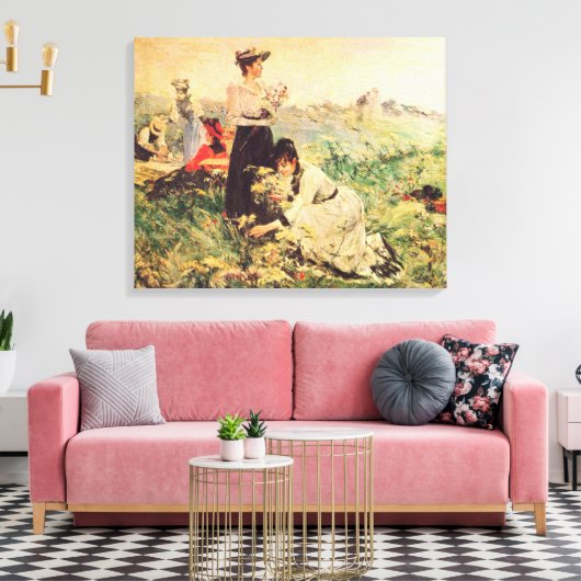 Picnic in Normandië door Juan Luna. Canvas Afdruk (Insitu (Woonkamer))