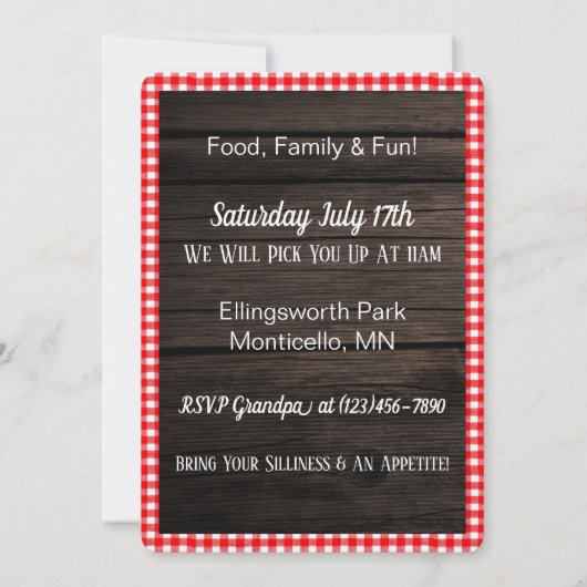 Picnic in Park afspeeldatum uitnodigt Kaart (Achterkant)