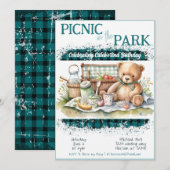 Picnic in Park Green Pset Boys Birthday Kaart (Voorkant / Achterkant)