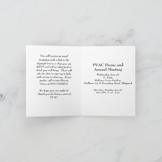 PICNIC-INVITATIE BEDANKKAART (Binnen)