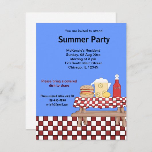 Picnic Kaart (Voorkant / Achterkant)