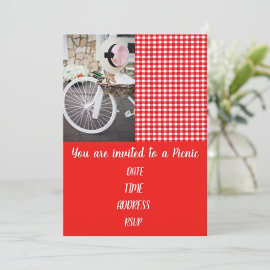 Picnic lunchpartij schattige Franse stijl gingham Kaart (Staand voorkant)