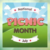 Picnic Maand is juli! Window Cling Raamsticker (Vel 3)