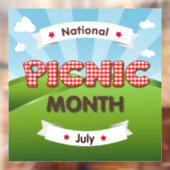 Picnic Maand is juli! Window Cling Raamsticker (Vel 2)