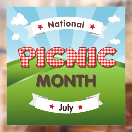 Picnic Maand is juli! Window Cling Raamsticker (Vel 2)