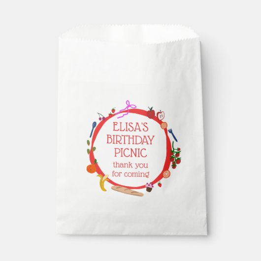 Picnic Modern Schattige HandDrawn CUSTOM VERJAARDA Bedankzakje (Voorkant)