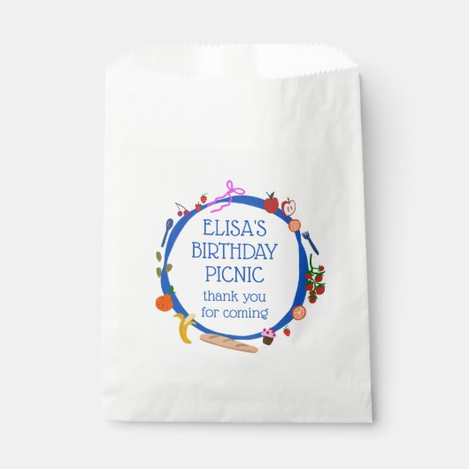 Picnic Modern Schattige HandDrawn CUSTOM VERJAARDA Bedankzakje (Voorkant)