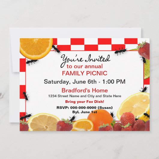 PICNIC/MULTI-DOELEINDE PARTIJINVITATIE KAART (Achterkant)