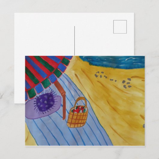 Picnic op de strand briefkaart (Voorkant / Achterkant)