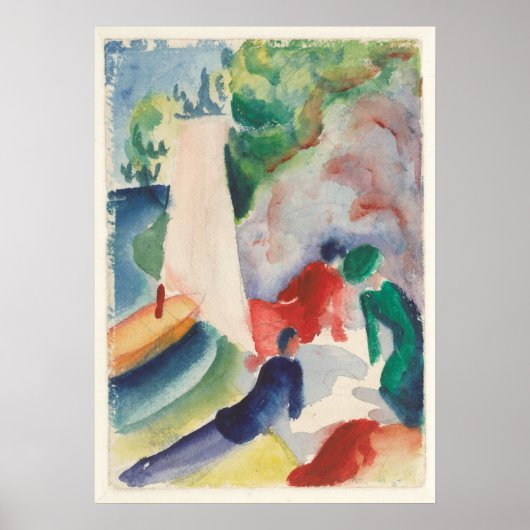 Picnic op het strand van August Macke Poster (Voorkant)