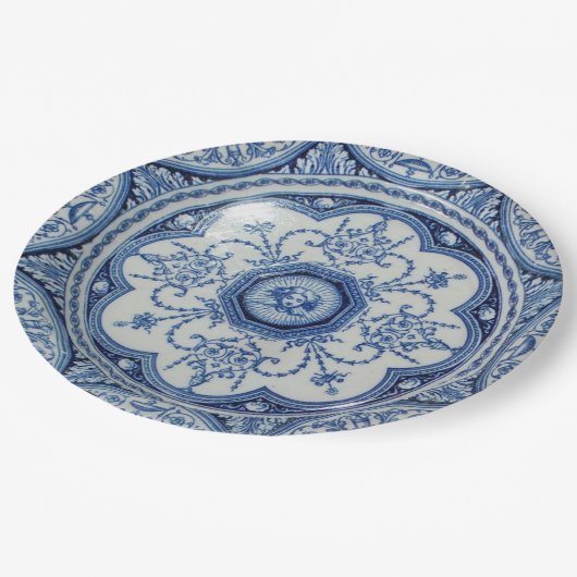 Picnic op Minton Holland Blue & White Paper 1896 Papieren Bordje (Gekanteld)