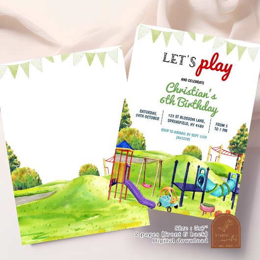 Picnic Outdoor Park Speeltuin Kids Verjaardag Kaart