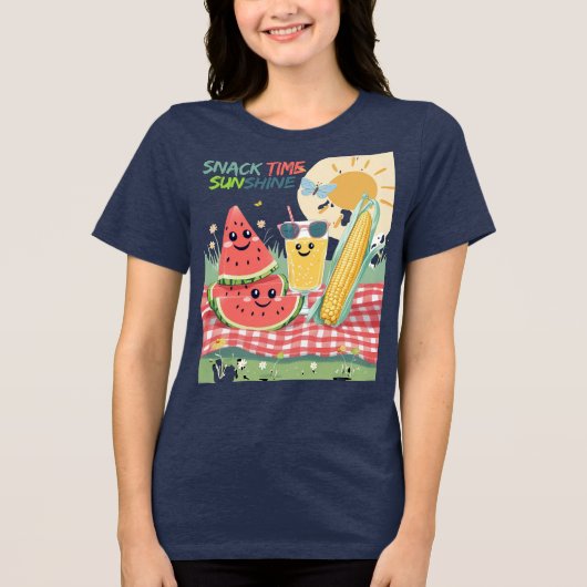 Picnic Pals – Summer Snack Squad Tri-Blend Shirt (Voorkant)