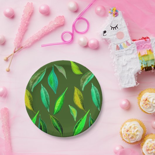 Picnic park: zomergroene bladeren papieren bordje (Feest)