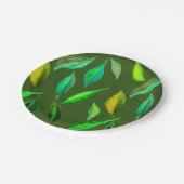 Picnic park: zomergroene bladeren papieren bordje (Gekanteld)