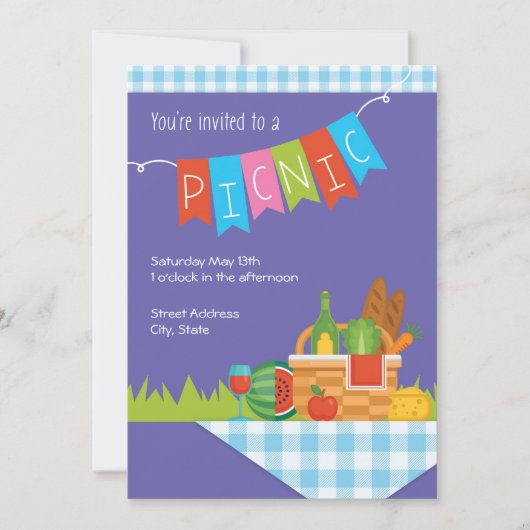 Picnic Party nodigt uit Kaart (Voorkant)