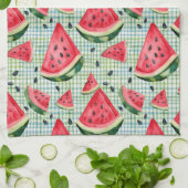 Picnic Patch Watermelon – Waterverf Fruit Gingham Theedoek (Gevouwen)