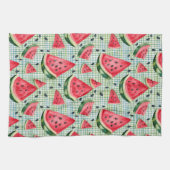 Picnic Patch Watermelon – Waterverf Fruit Gingham Theedoek (Horizontaal)