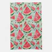 Picnic Patch Watermelon – Waterverf Fruit Gingham Theedoek (Verticaal)