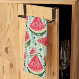 Picnic Patch Watermelon – Waterverf Fruit Gingham Theedoek