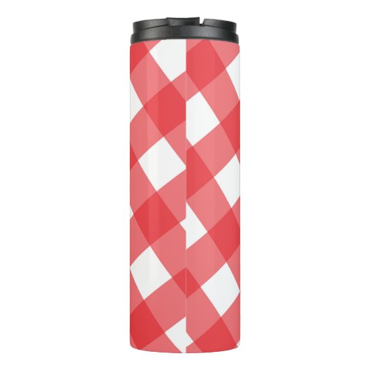Picnic Patroon rode en witte chequecheques Thermosbeker (Achterkant)