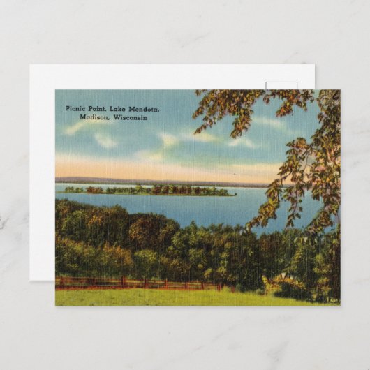 Picnic Point, Mendota-meer, Madison, Wisconsin Briefkaart (Voorkant / Achterkant)