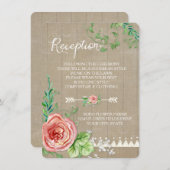 Picnic Reception BOHO Babys Breate Roos Barn Wood Kaart (Voorkant / Achterkant)