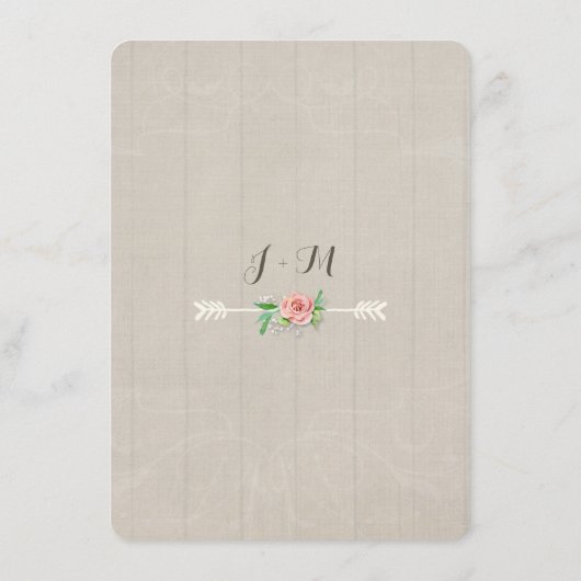 Picnic Reception BOHO Baby's Breats Rozen Wooden Informatiekaartje (Achterkant)