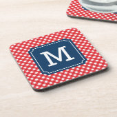 Picnic Red Gingham Persoonlijke naam Monogram Drankjes Onderzetter (Linkerzijde)