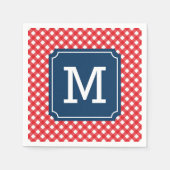 Picnic Red Gingham Persoonlijke naam Monogram Servetten (Voorkant)