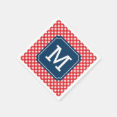 Picnic Red Gingham Persoonlijke naam Monogram Servetten (Hoek)