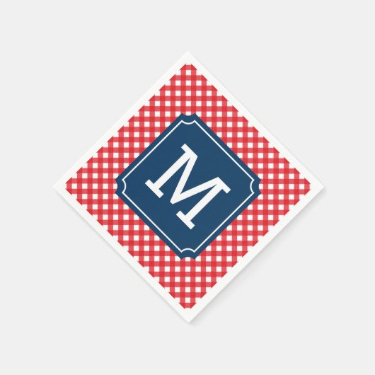 Picnic Red Gingham Persoonlijke naam Monogram Servetten (Hoek)