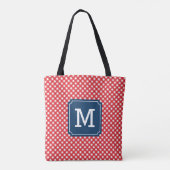 Picnic Red Gingham Persoonlijke naam Monogram Tote Bag (Achterkant)